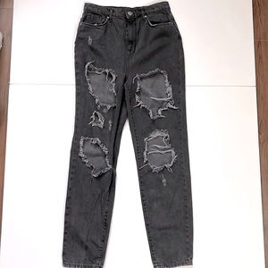 BDG black distressed / destroyed style mom jeans denim sz 28